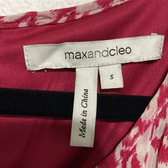 Max & Cleo Joey Cranberry Floral Print Pleated Shift Mini Dress Size S - Picture 5 of 6